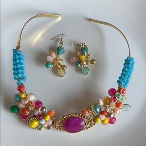 Colorful Gemstone Choker and Earring Set